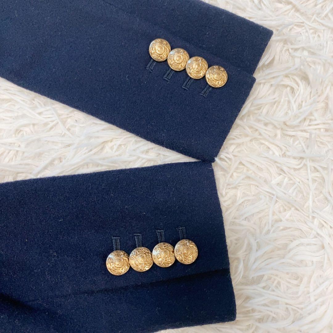 【美品】ラルフローレン 紺ブレ 金ボタン テーラードジャケット ロゴ エンブレム