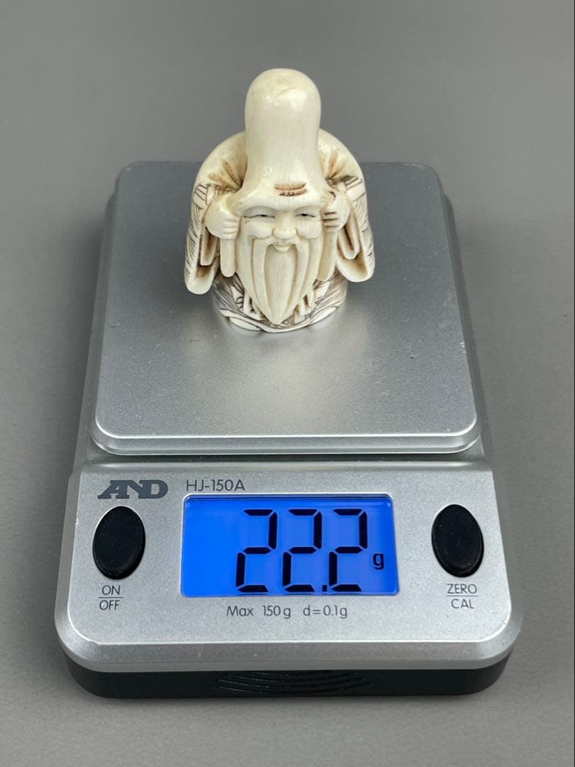 時代根付 極上細密彫り白材 マンモス牙製 作家物 中国美術 寿老人 仙人 七福神