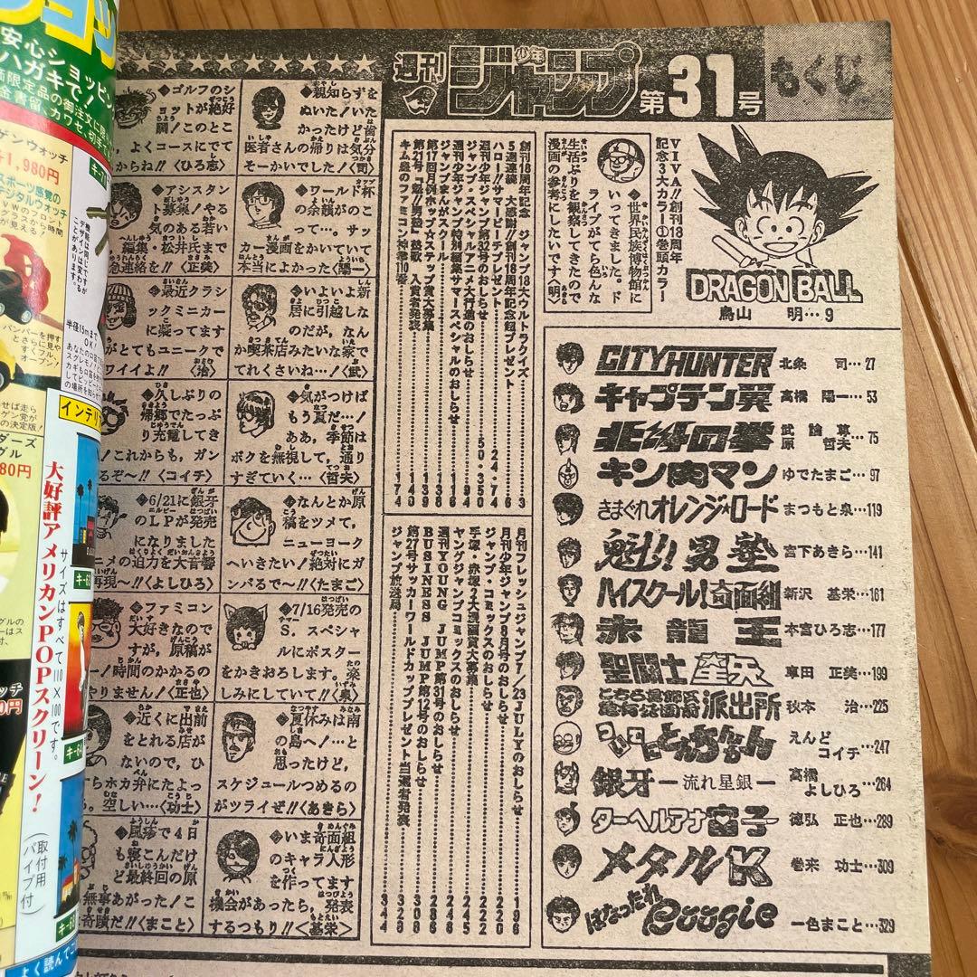 【貴重】週刊少年ジャンプ 1986年 31号