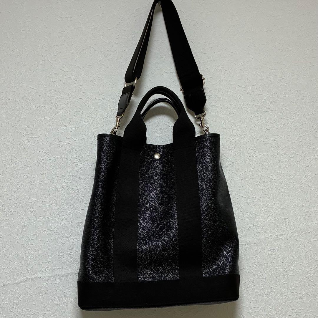 美品✨トプカピ スコッチグレイン ネオレザー 縦型 Aバッグ ショルダー付き L