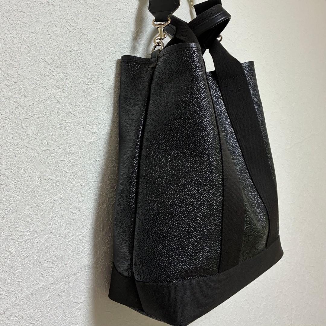 美品✨トプカピ スコッチグレイン ネオレザー 縦型 Aバッグ ショルダー付き L