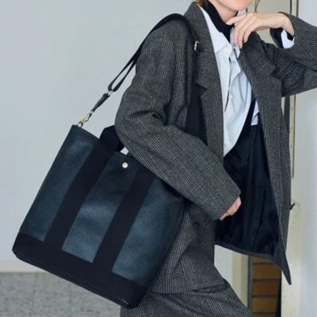 美品✨トプカピ スコッチグレイン ネオレザー 縦型 Aバッグ ショルダー付き L