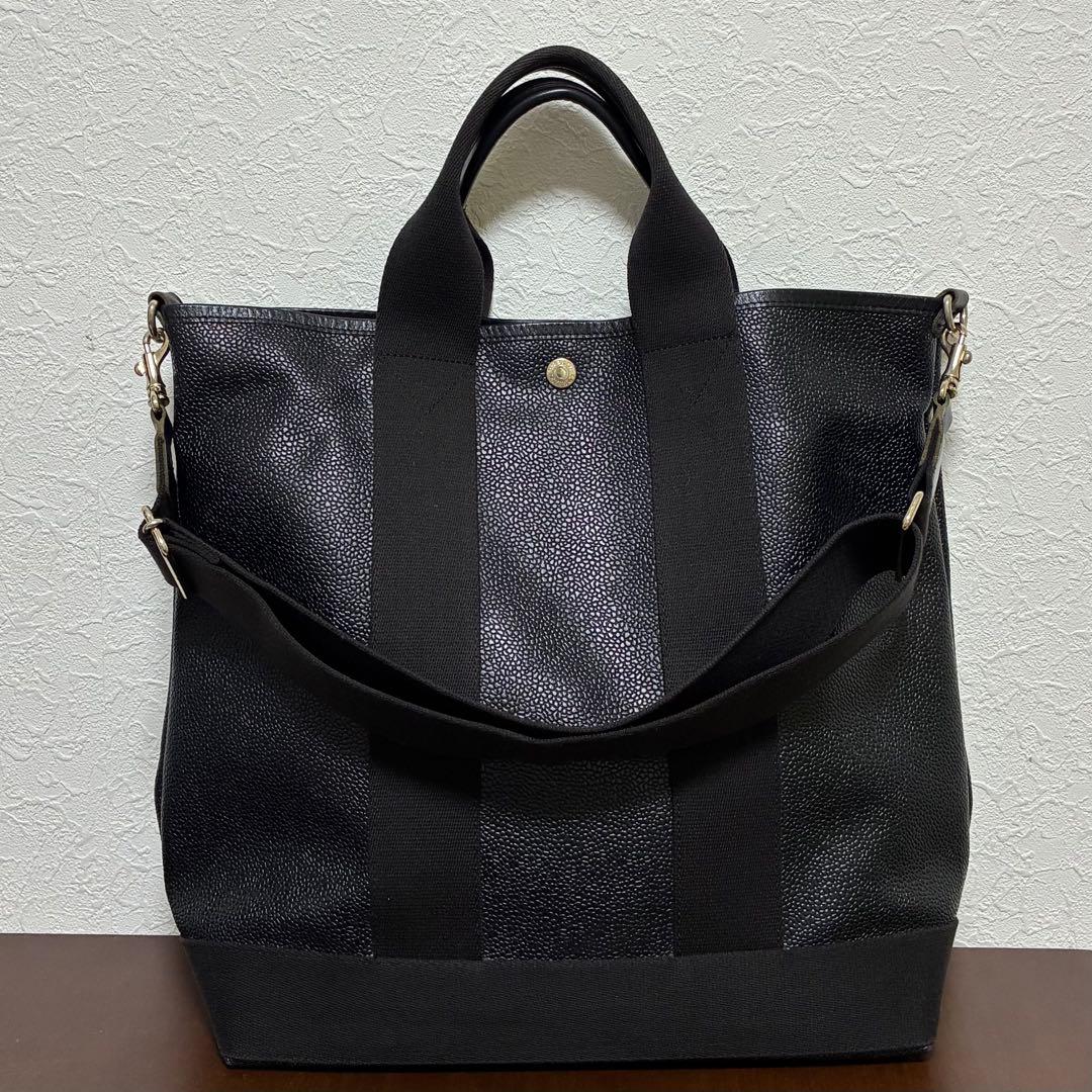 美品✨トプカピ スコッチグレイン ネオレザー 縦型 Aバッグ ショルダー付き L