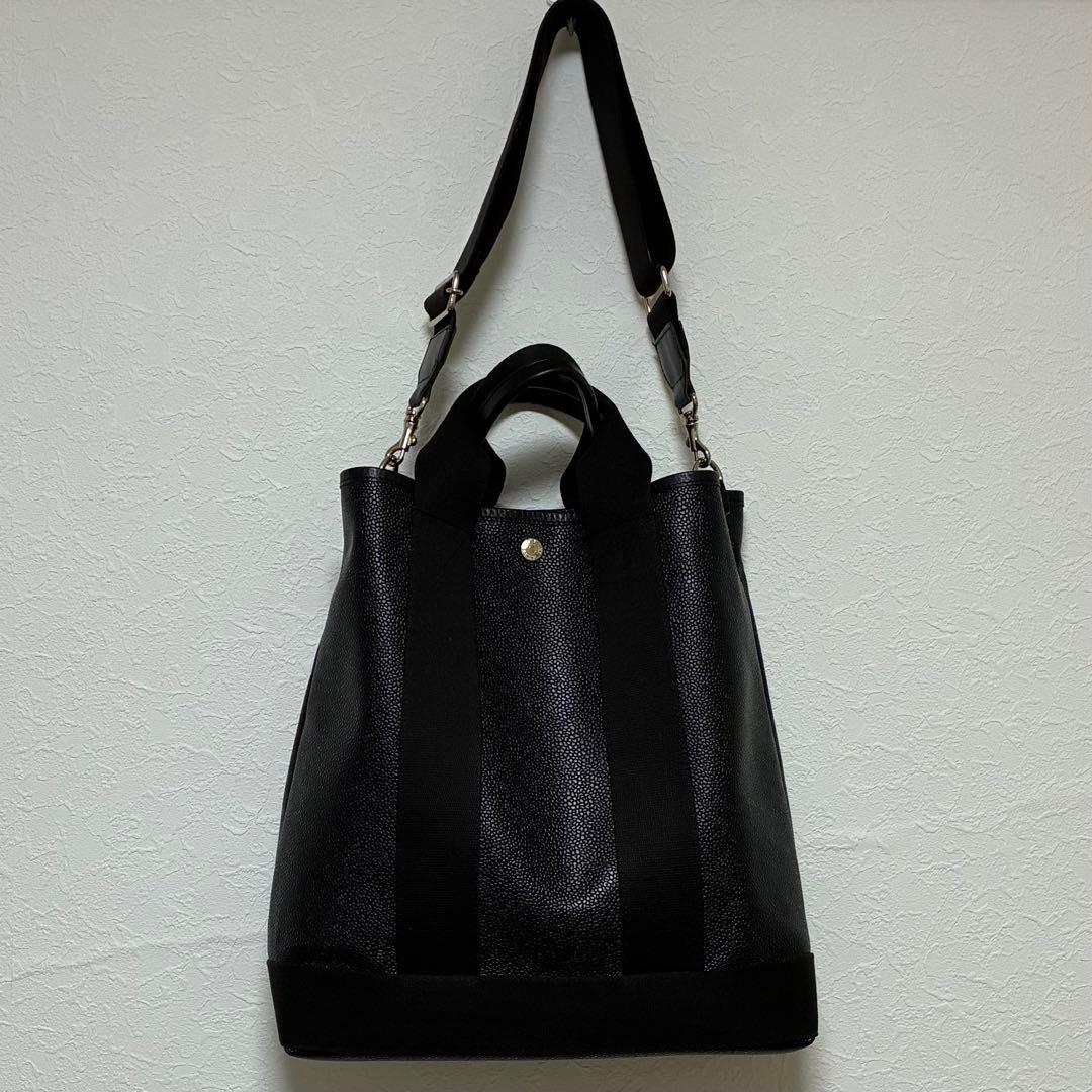 美品✨トプカピ スコッチグレイン ネオレザー 縦型 Aバッグ ショルダー付き L