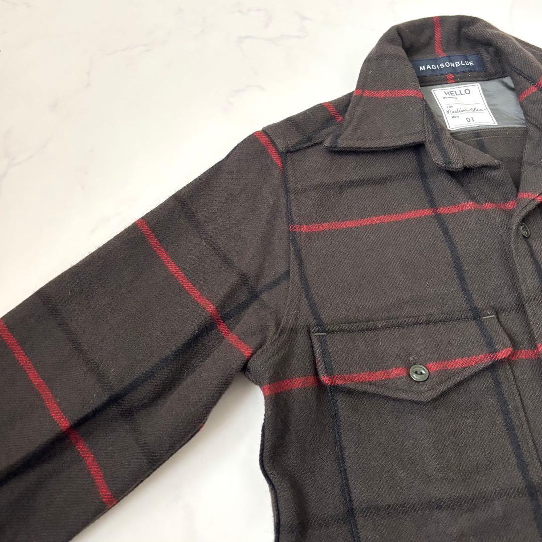【美品】マディソンブルー ハンプトン チェック シャツジャケット 裏地シルク S