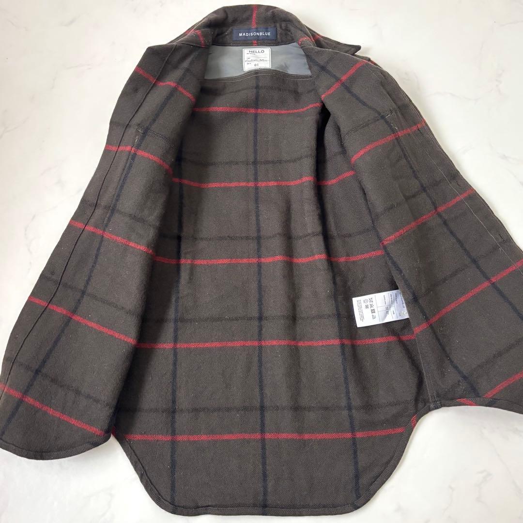 【美品】マディソンブルー ハンプトン チェック シャツジャケット 裏地シルク S