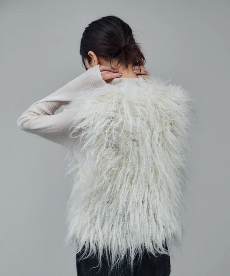 SALON adam et rope’ モヘヤロングシャギーハンドニットベスト