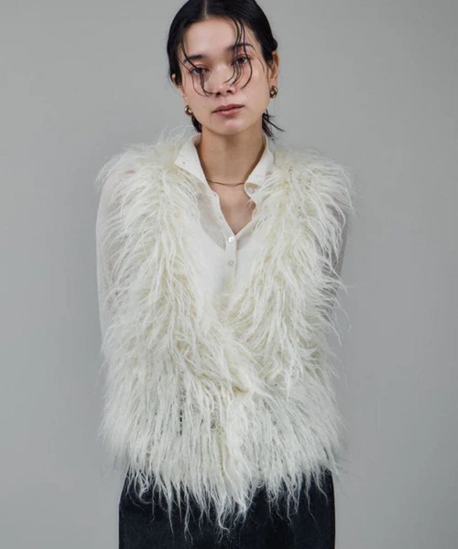 SALON adam et rope’ モヘヤロングシャギーハンドニットベスト