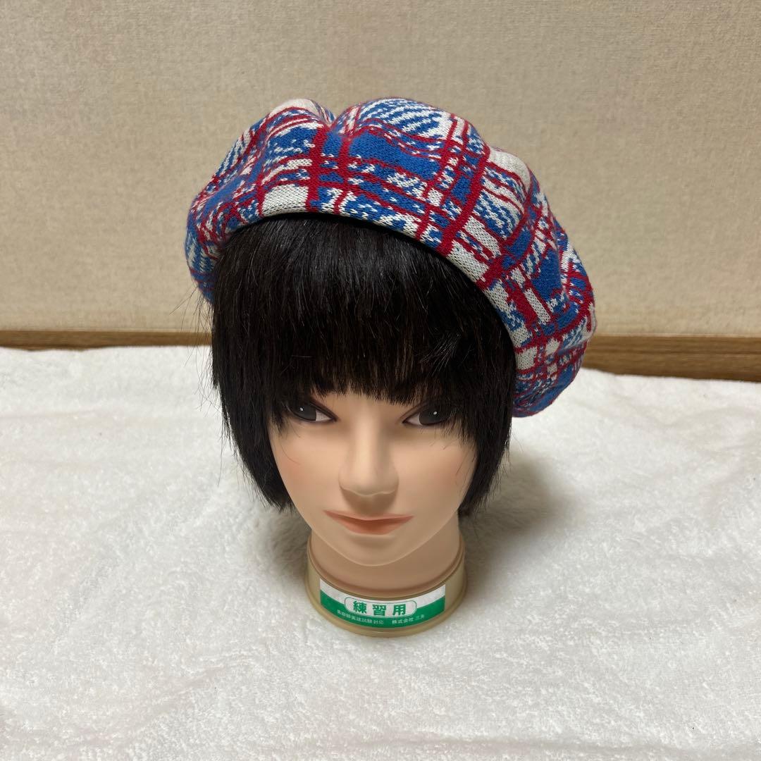 チェック柄 ベレー帽