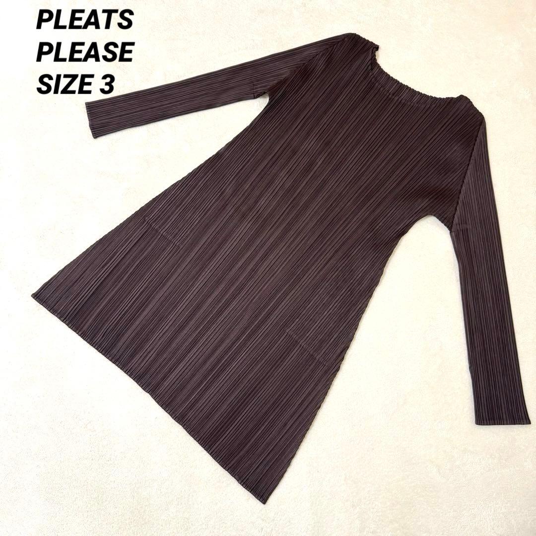 極美品✨PLEATS PLEASE プリーツ　ブラウン　チュニック　Lサイズ