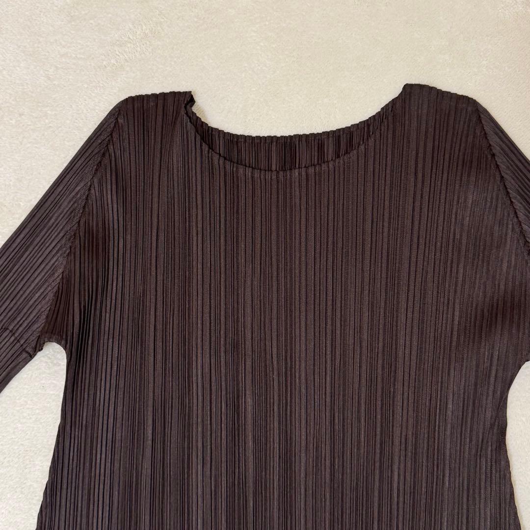 極美品✨PLEATS PLEASE プリーツ　ブラウン　チュニック　Lサイズ