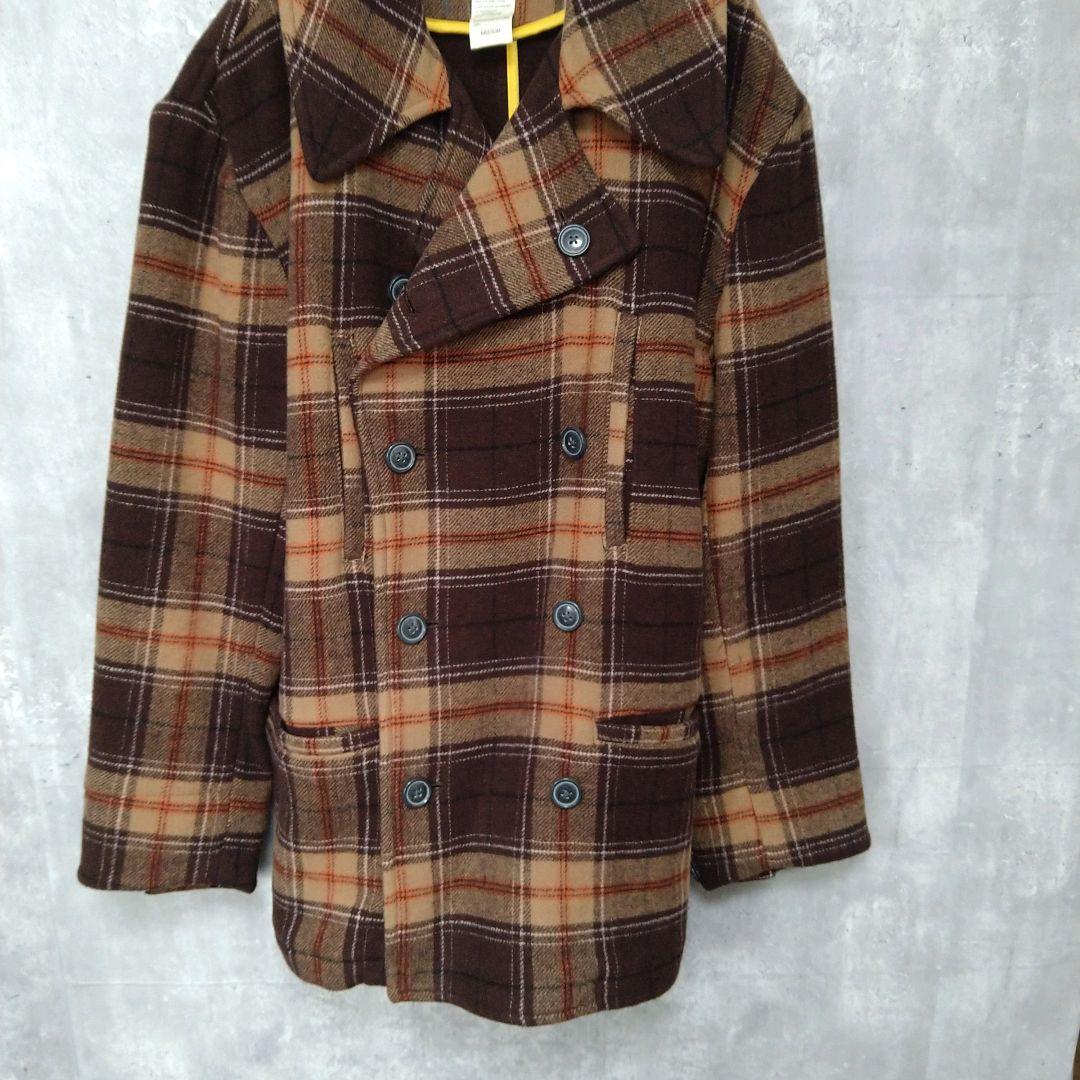 【未使用】WOOLRICH チェック柄 ウール ピーコート 90s 00s