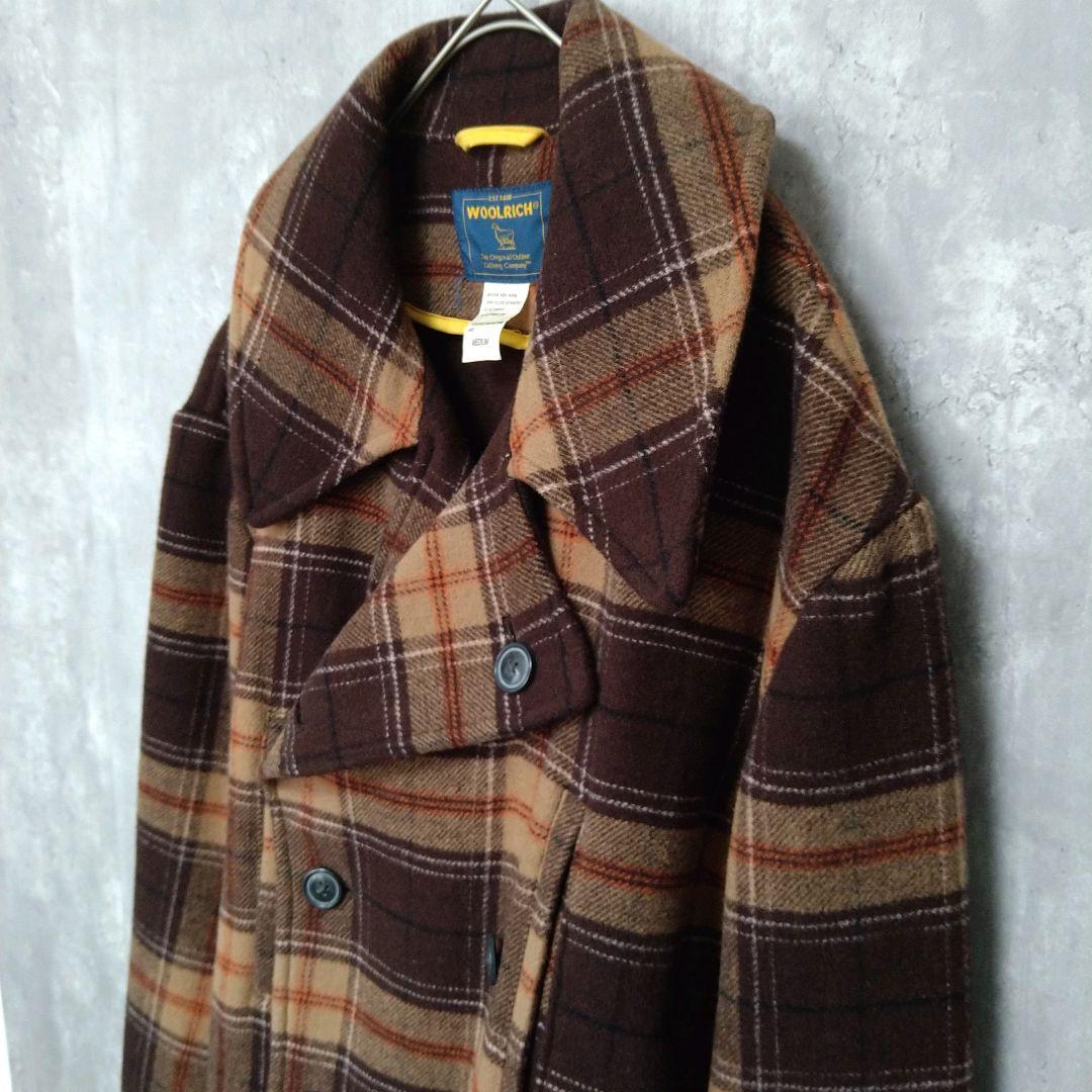 【未使用】WOOLRICH チェック柄 ウール ピーコート 90s 00s