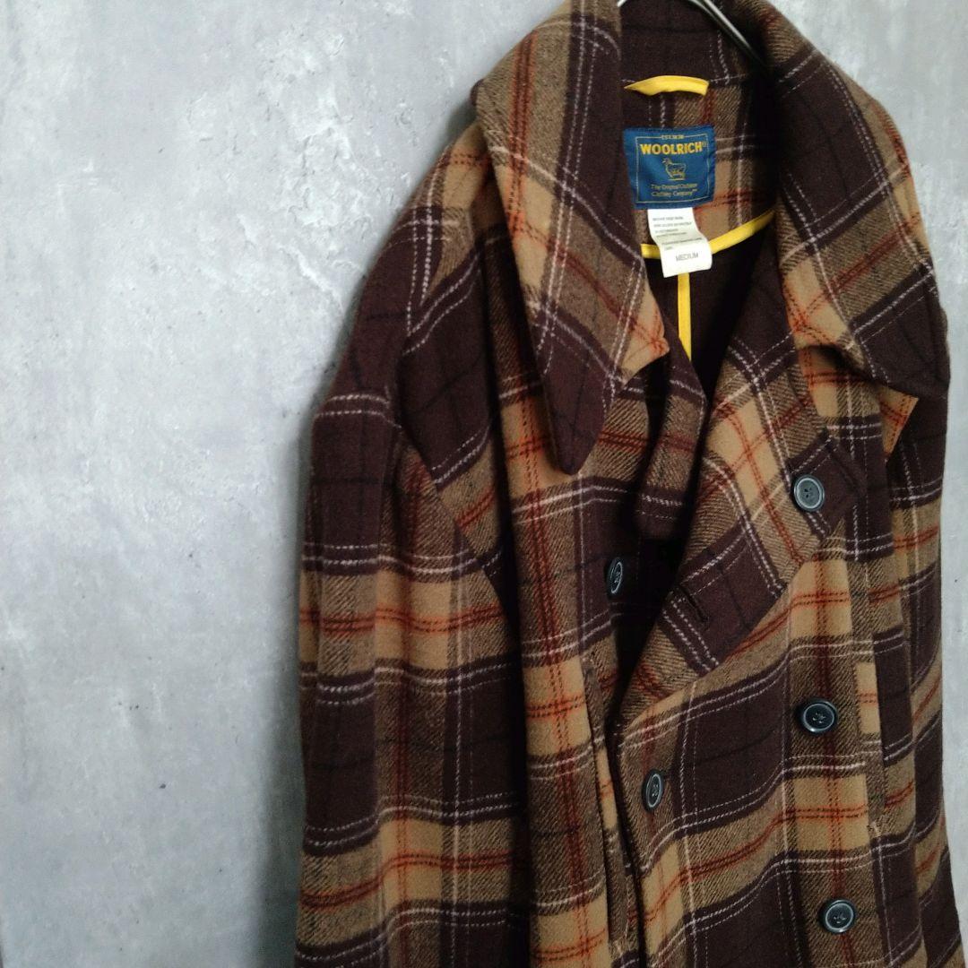 【未使用】WOOLRICH チェック柄 ウール ピーコート 90s 00s