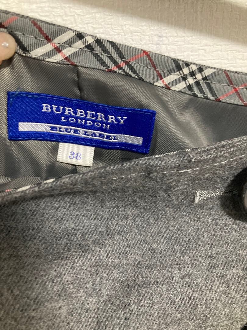【美品】バーバリーブルーレーベル グレー ミニスカート キュロット プリーツ