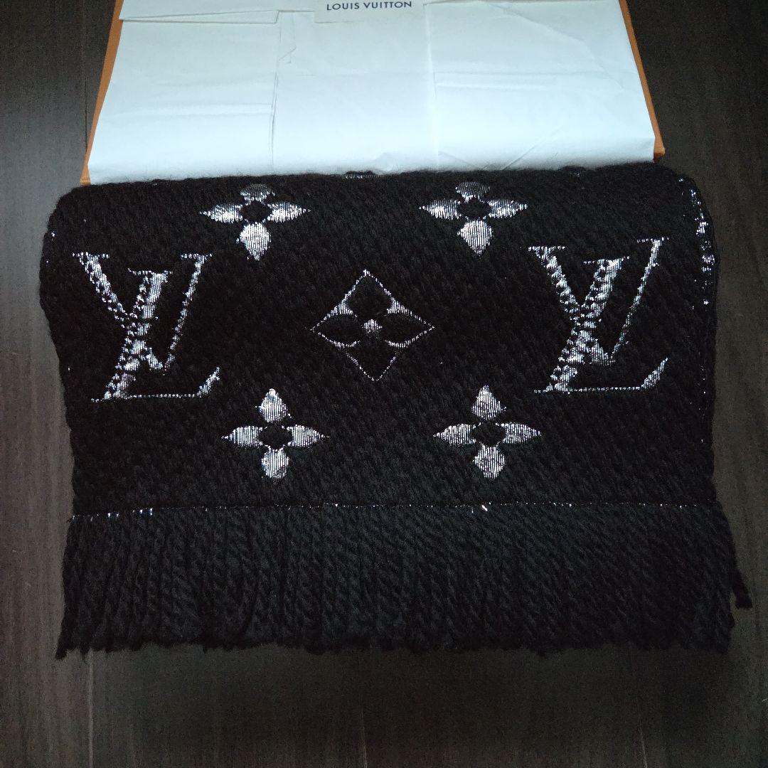 【ルイヴィトン】LOUIS VUITTON　ロゴ　モノグラム ブラック マフラー