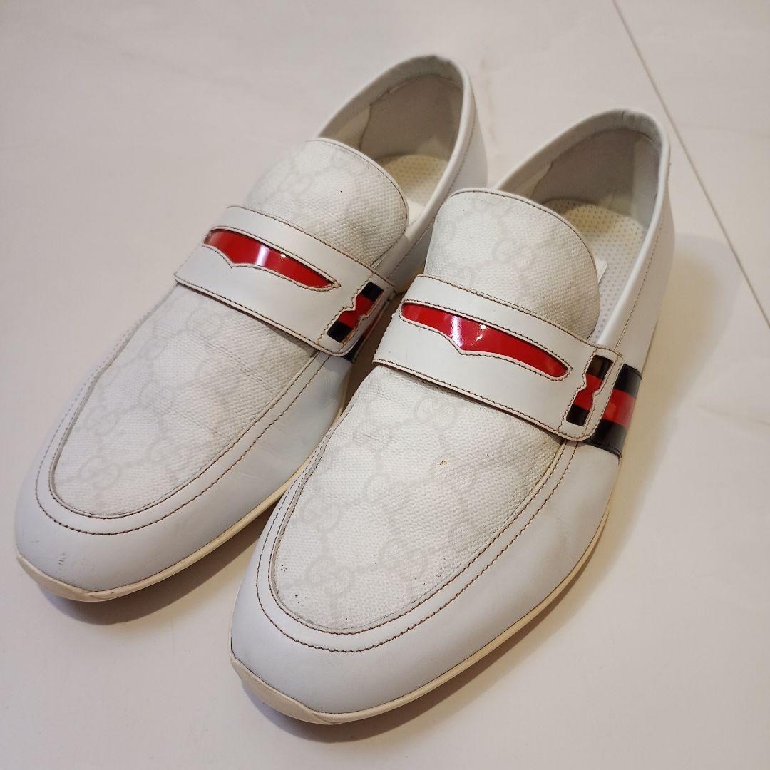 【美品】GUCCI　ローファー　スリッポン　GG柄　レザー　シェリーライン