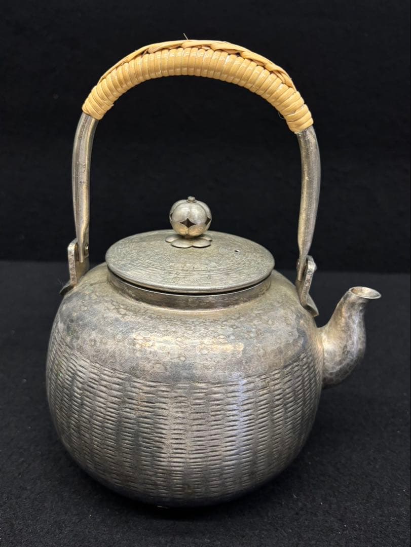 【銀瓶/御湯沸】秀峰堂 湯沸 茶道具 希少品 丸型五合