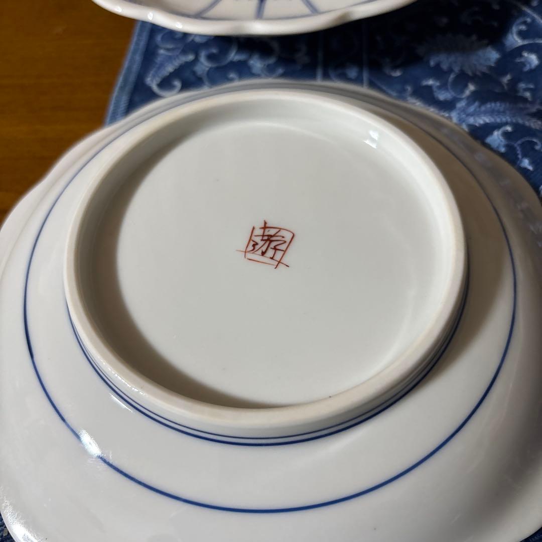 九谷焼　遊　工房色絵 遊　小高裕子さん　作家　菊割　中皿5枚