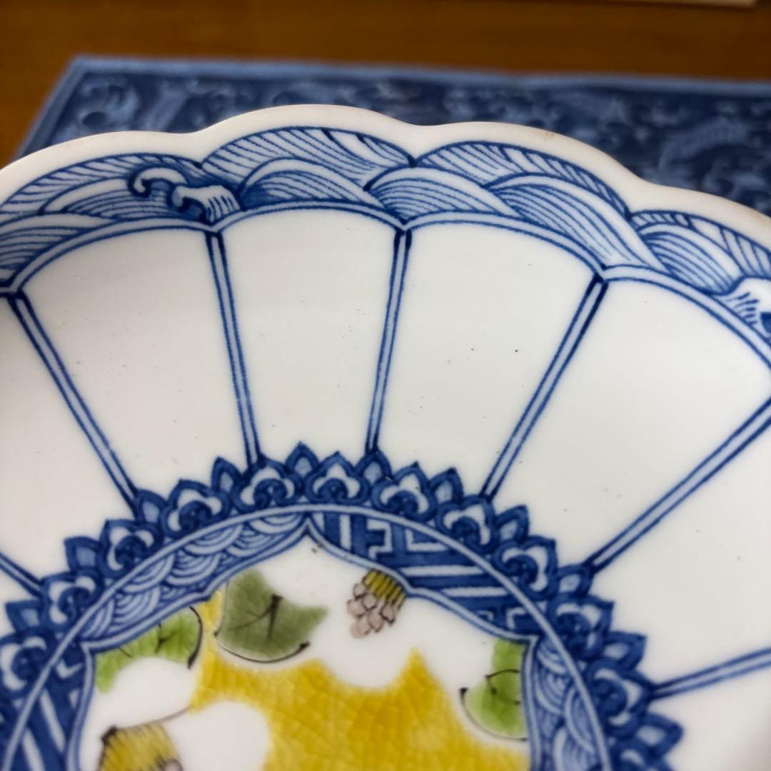 九谷焼　遊　工房色絵 遊　小高裕子さん　作家　菊割　中皿5枚