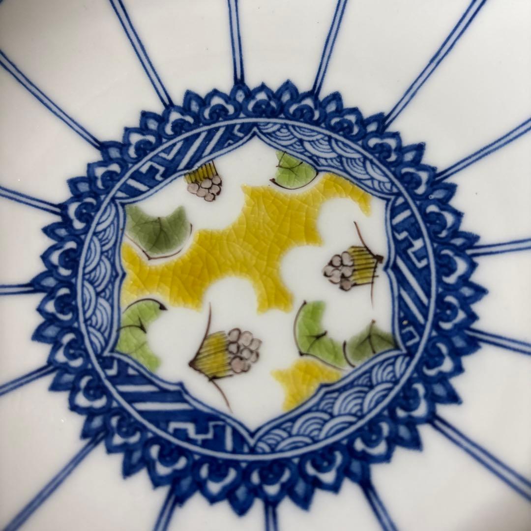 九谷焼　遊　工房色絵 遊　小高裕子さん　作家　菊割　中皿5枚