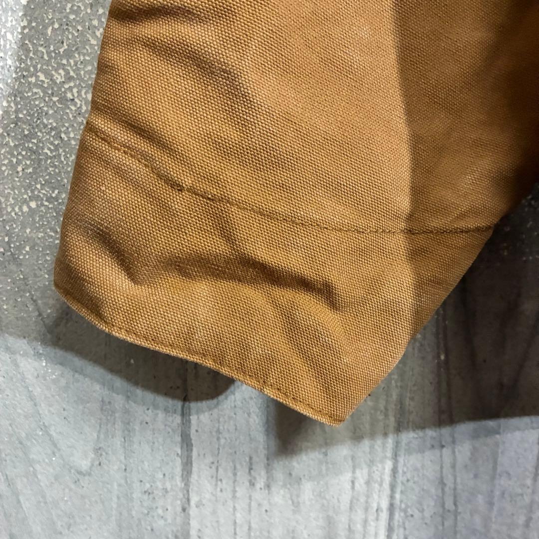 【星タグ90s】カーハート　ワンポイントロゴ　裏地なし　ダックカバーオール　44