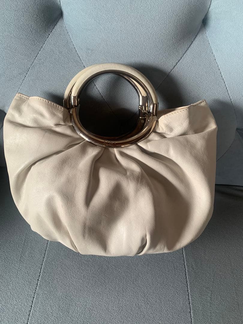 レア♡Diorヴィンテージ白レザーバッグ 丸型ハンドル