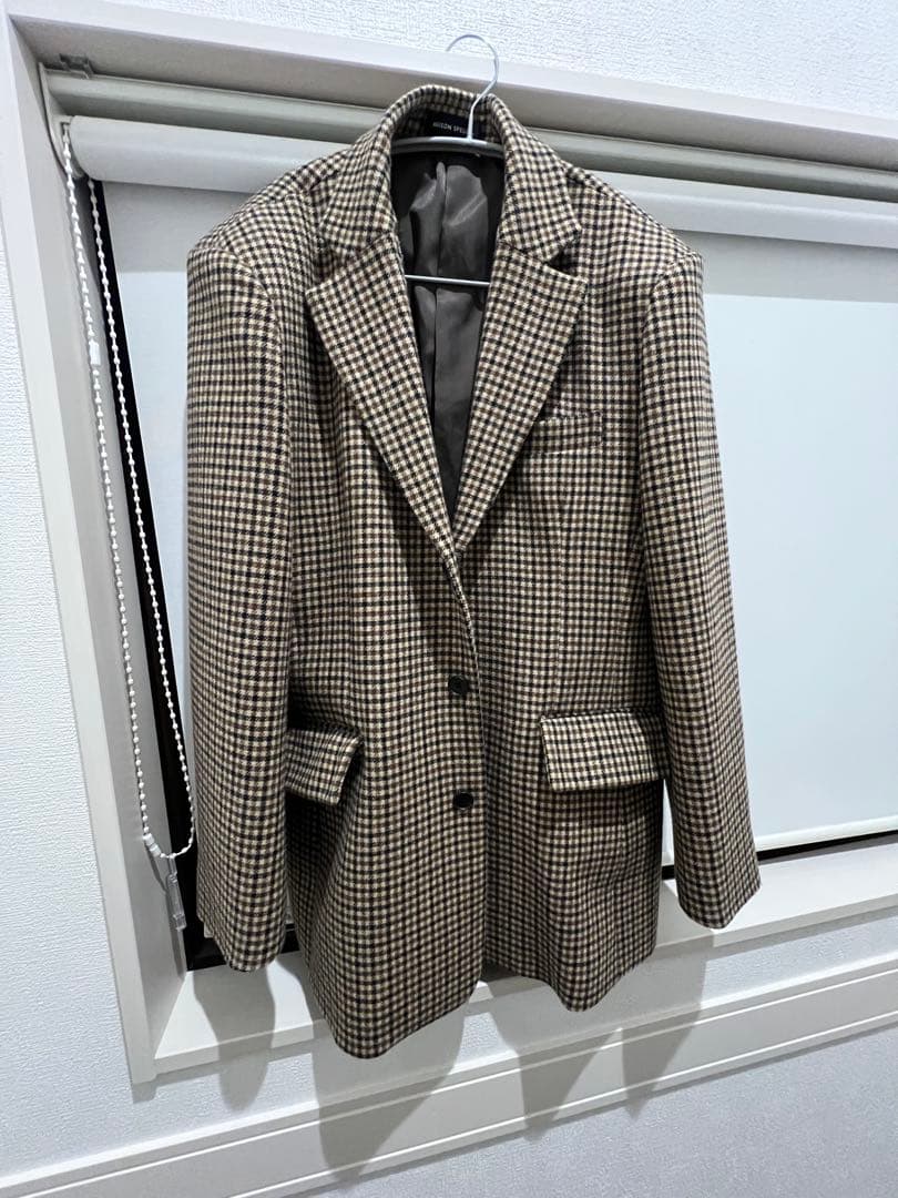 メゾンスペシャル　チェック　テーラードジャケット　ブラウン