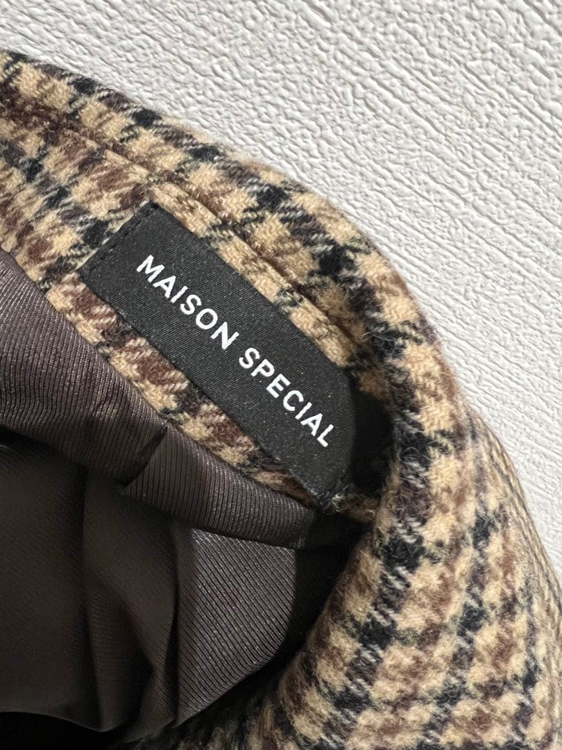 メゾンスペシャル　チェック　テーラードジャケット　ブラウン