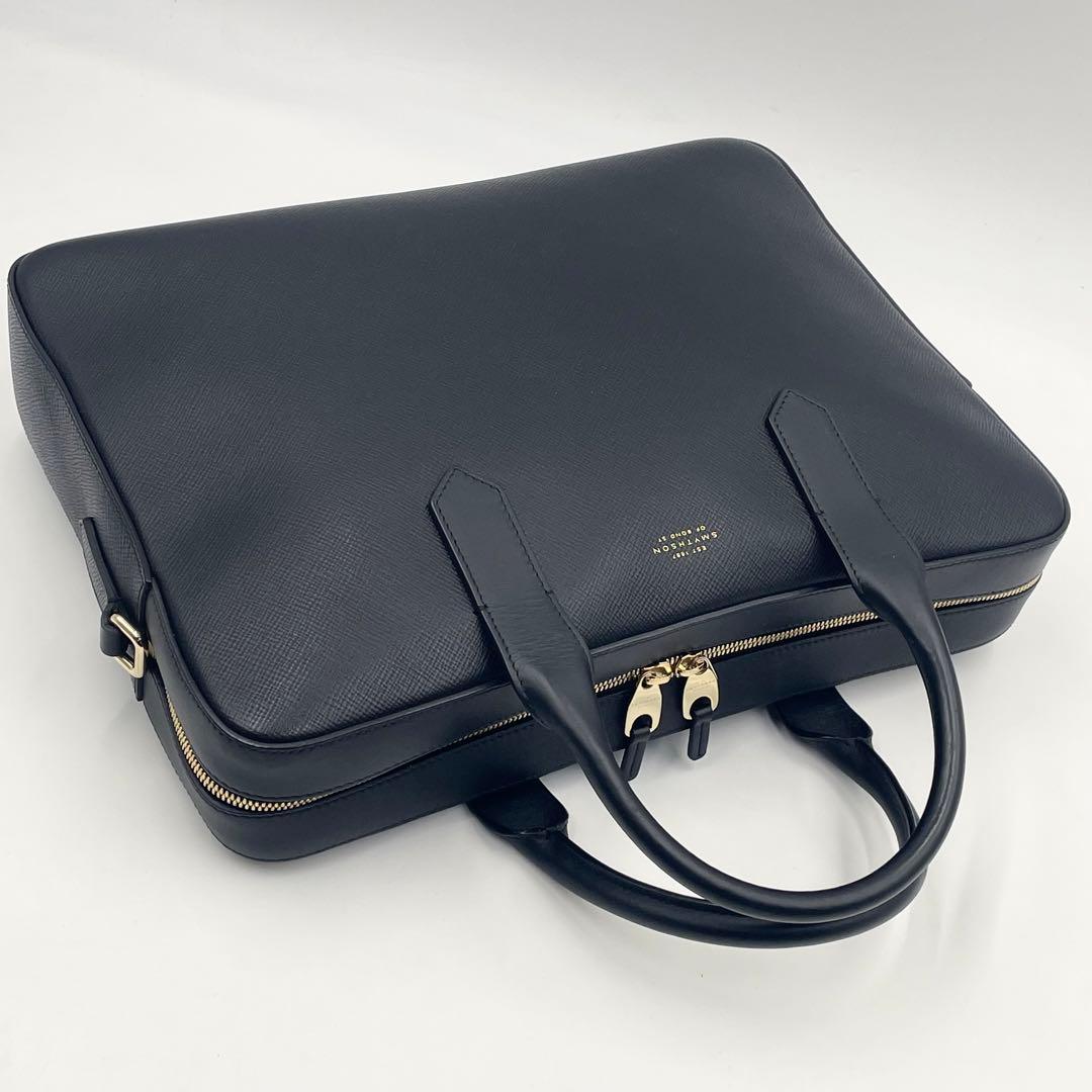 【未使用級】スマイソン パナマ ブリーフケース2way 黒 ビジネス 英国王室