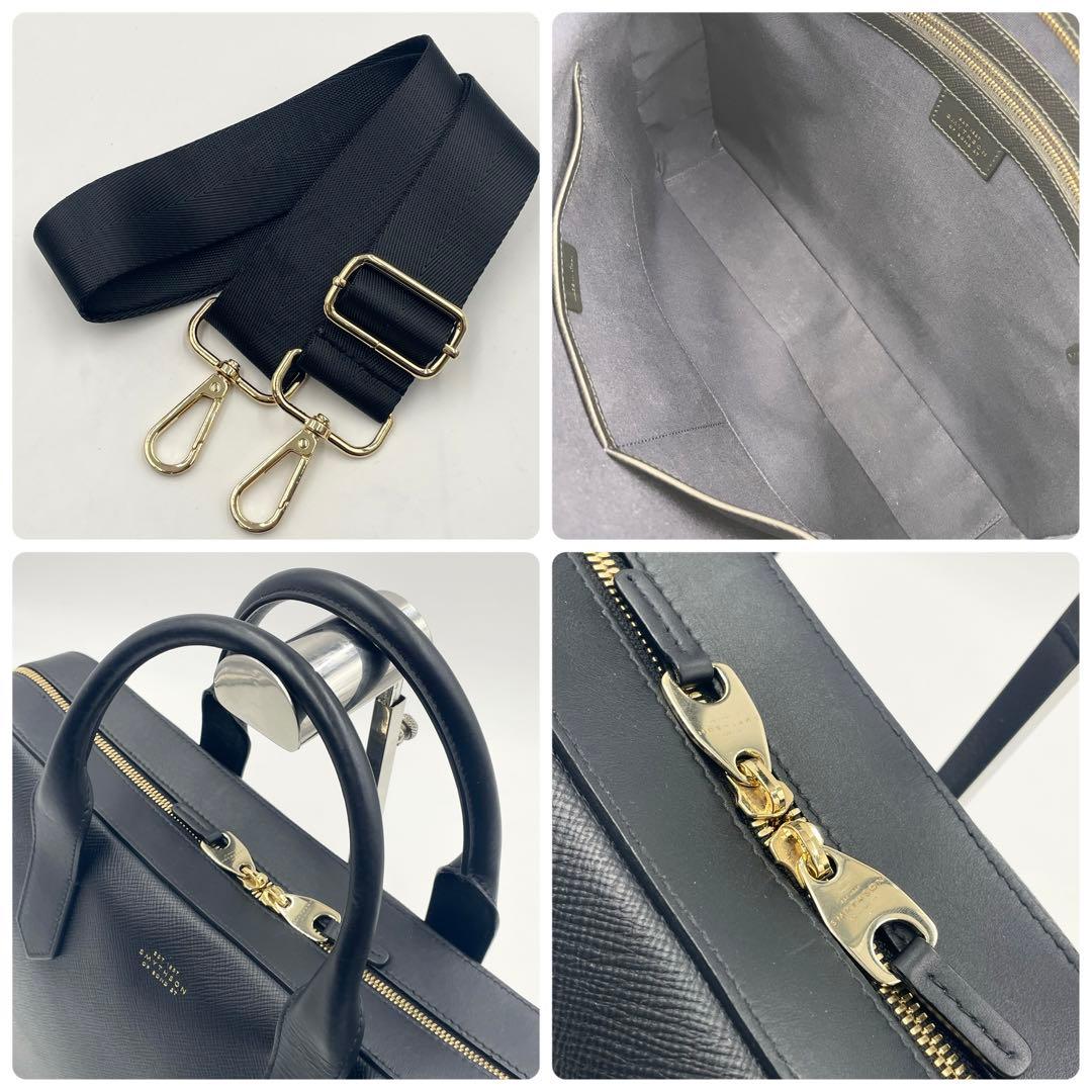 【未使用級】スマイソン パナマ ブリーフケース2way 黒 ビジネス 英国王室