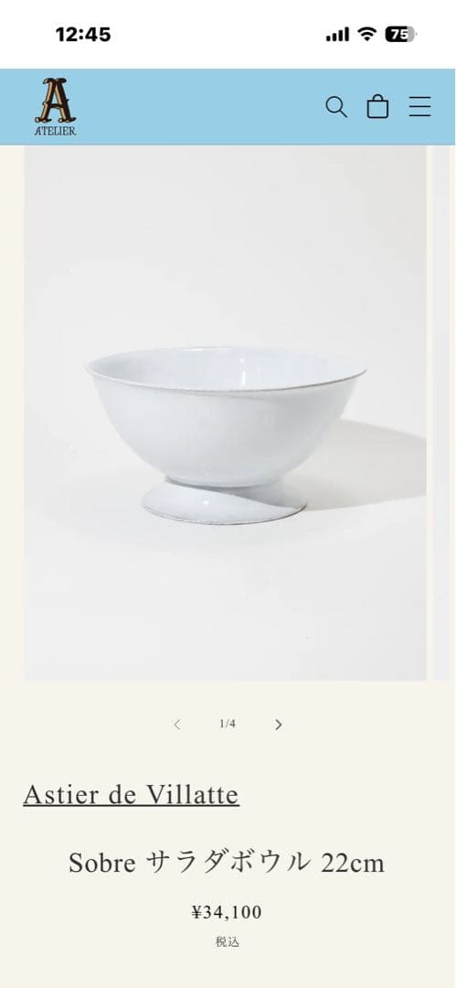 Astier de villatte Sobreサラダボウル22cm底部に傷あり