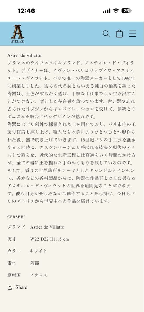 Astier de villatte Sobreサラダボウル22cm底部に傷あり