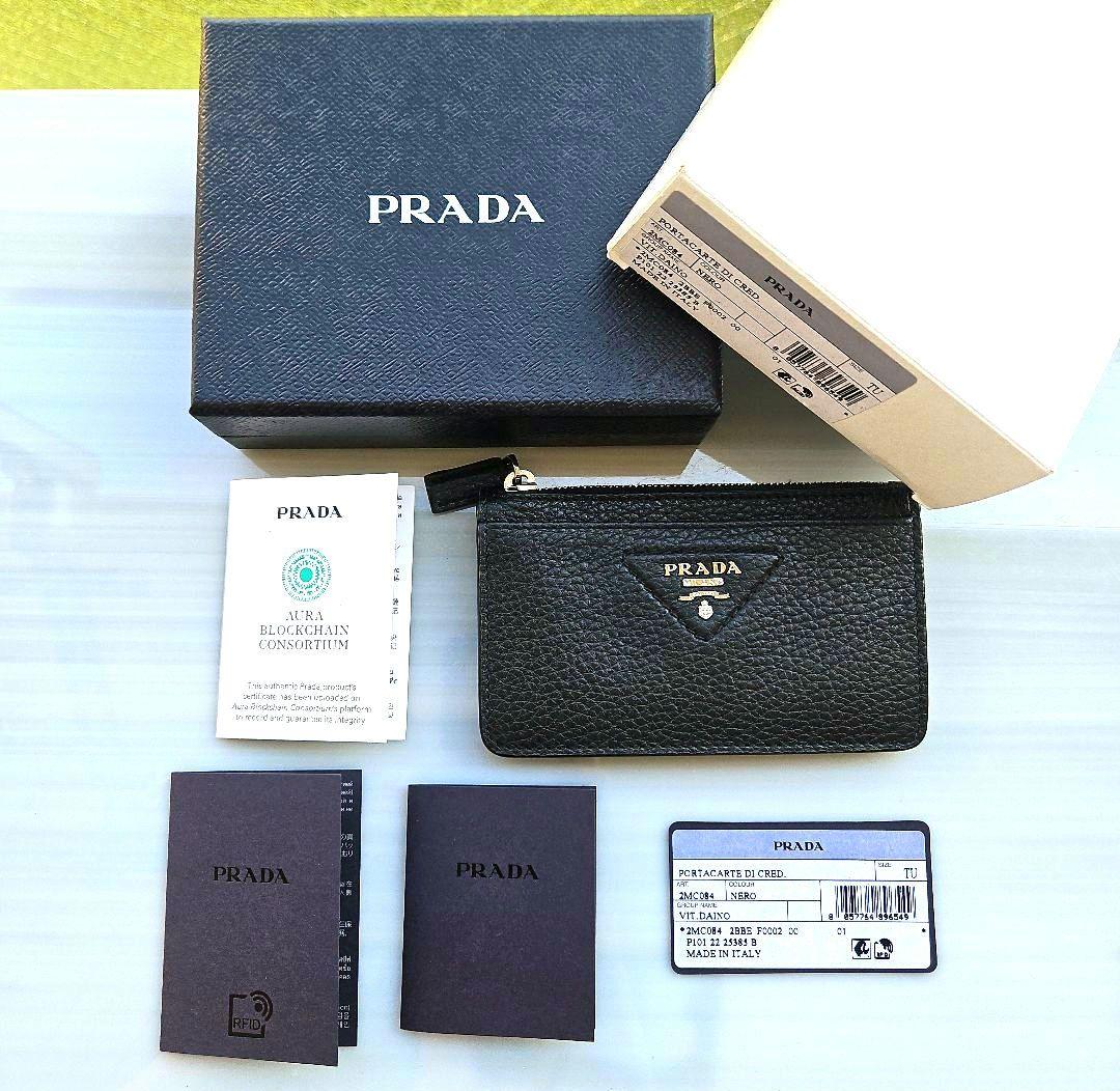 新品PRADAケース2MC084レザーブラックRFIDタグ内蔵カードケース