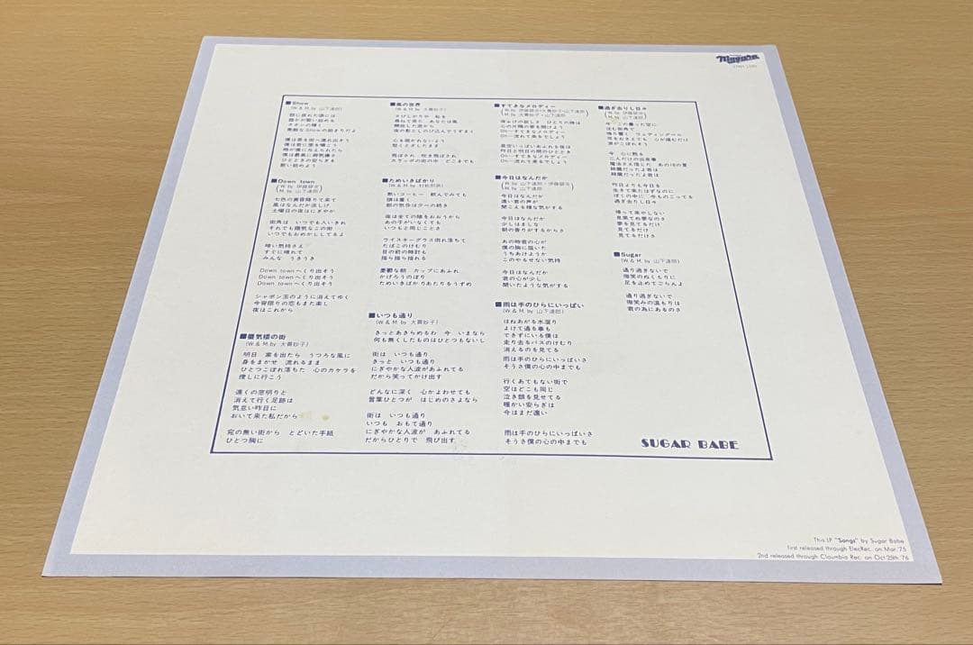 LP シュガーベイブ ソングス 27AH1240 NIAGARA