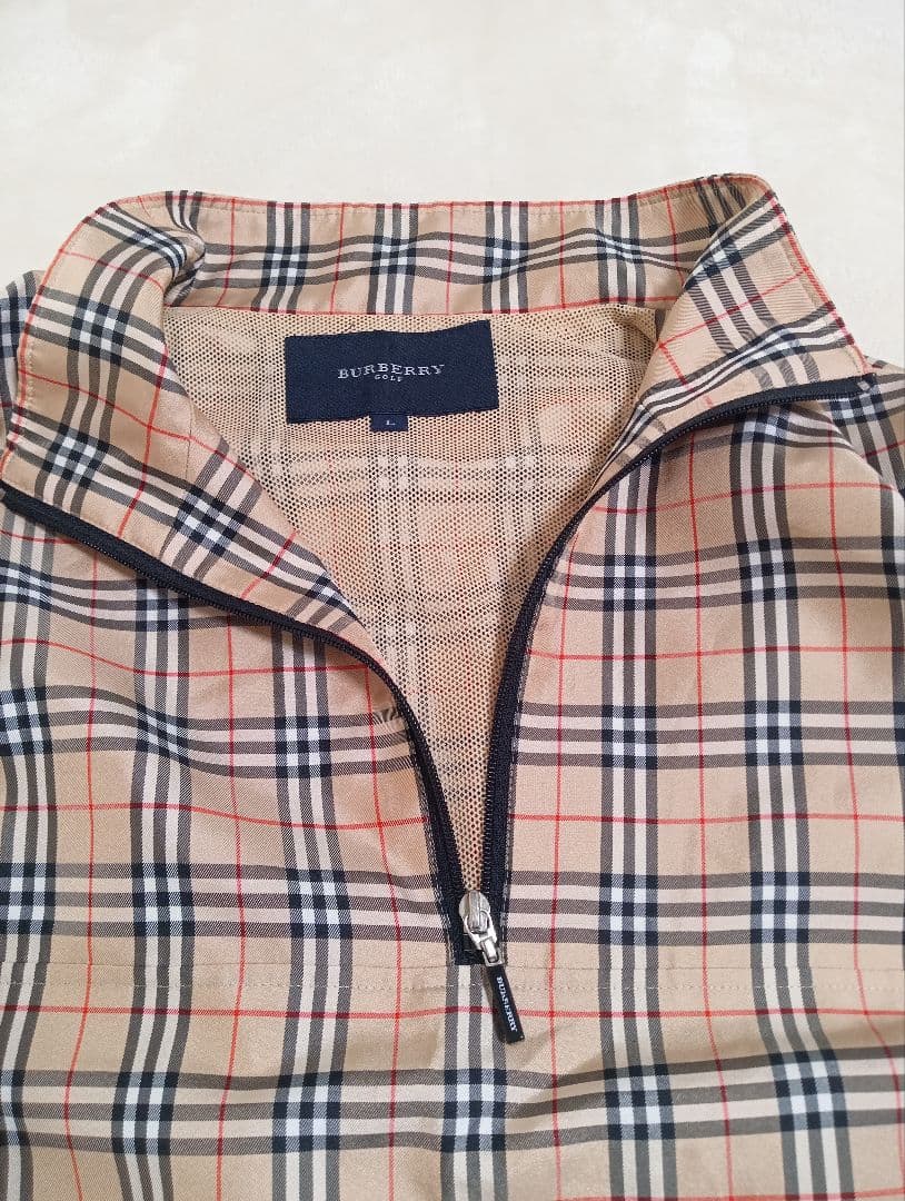 美品　BURBERRY　ハーフジップアップ　ジャケット　ノバチェック　Lサイズ