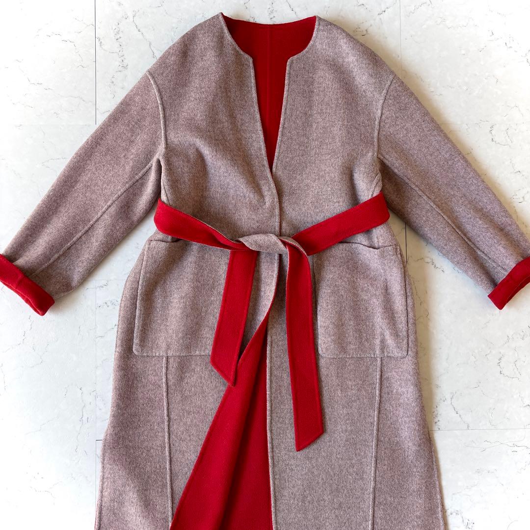 美品 ジュエルチェンジズ UA ウール リバーシブル ノーカラー リバーコート