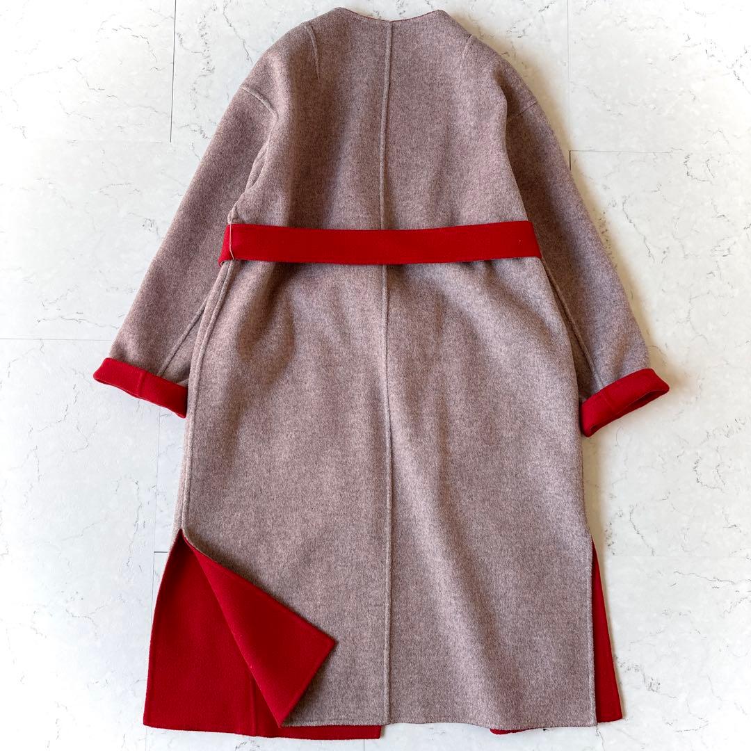 美品 ジュエルチェンジズ UA ウール リバーシブル ノーカラー リバーコート