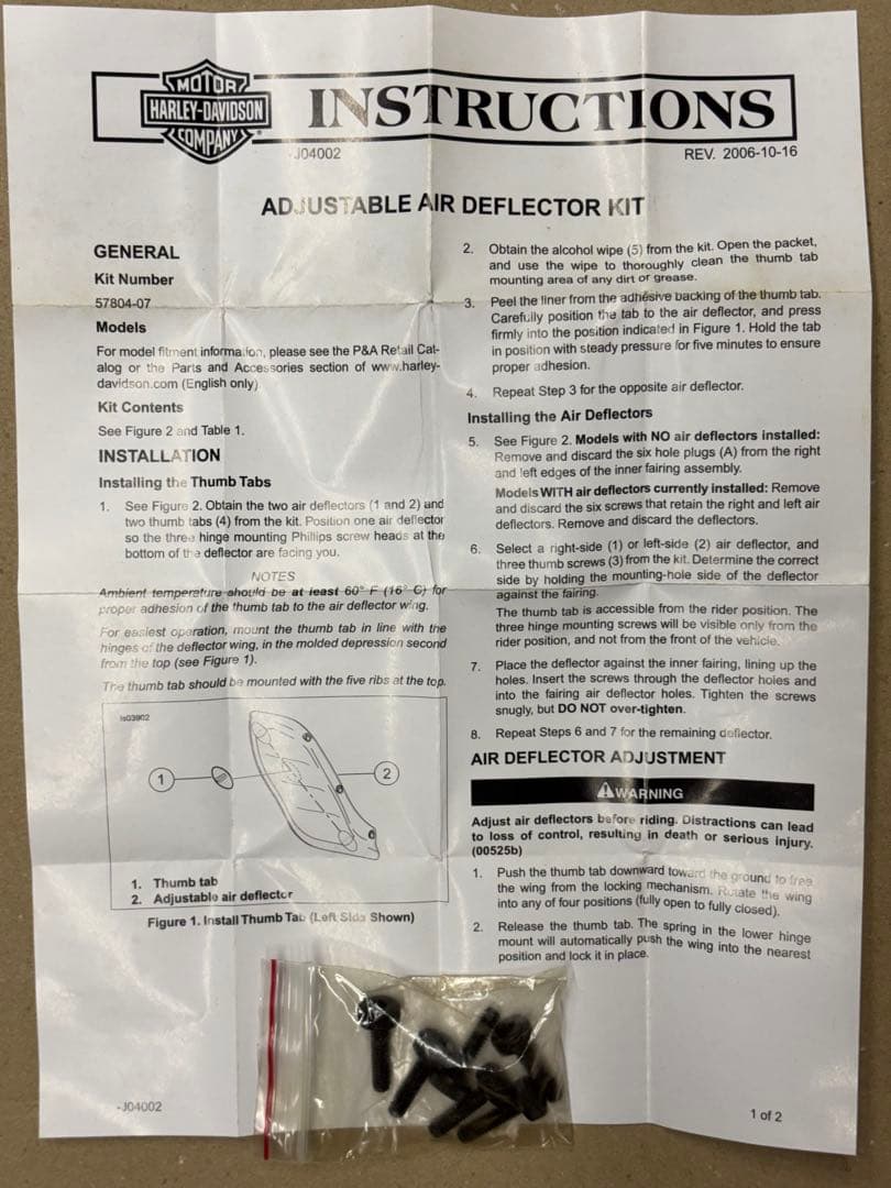 パーツ Harley-Davidson Adjustable Air Deflector