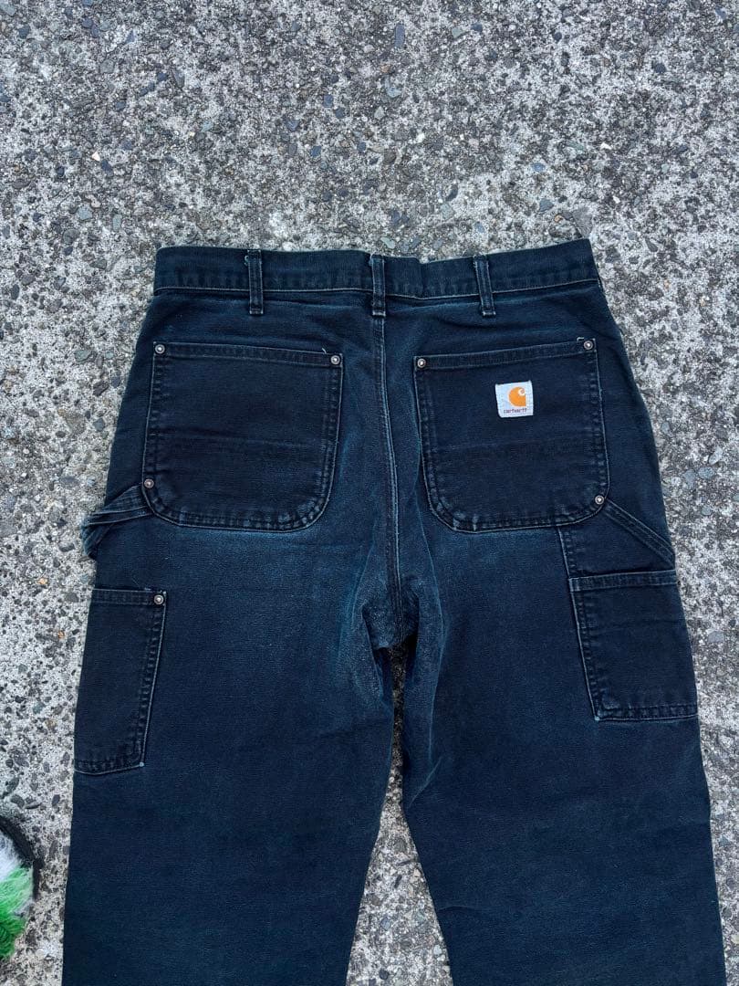 90s Carhartt ダブルニー ワークパンツ デニム ブラック