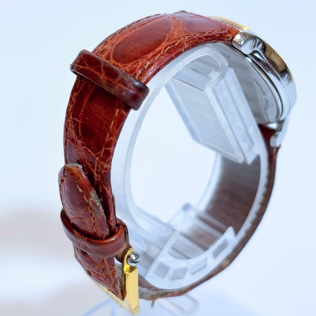 稼働品 LOEWE レディース腕時計 アナグラム デイト コンビ 純正ベルト