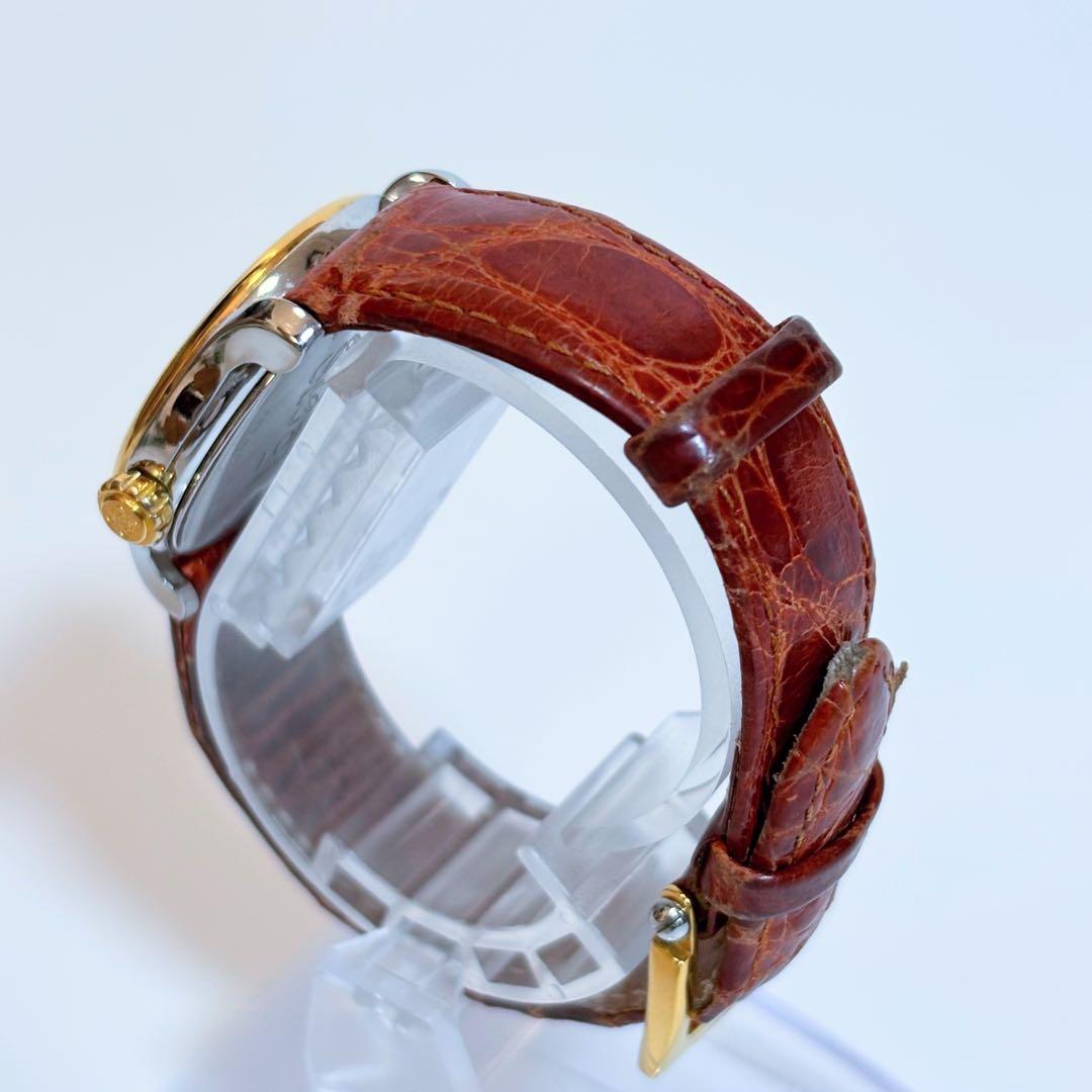 稼働品 LOEWE レディース腕時計 アナグラム デイト コンビ 純正ベルト