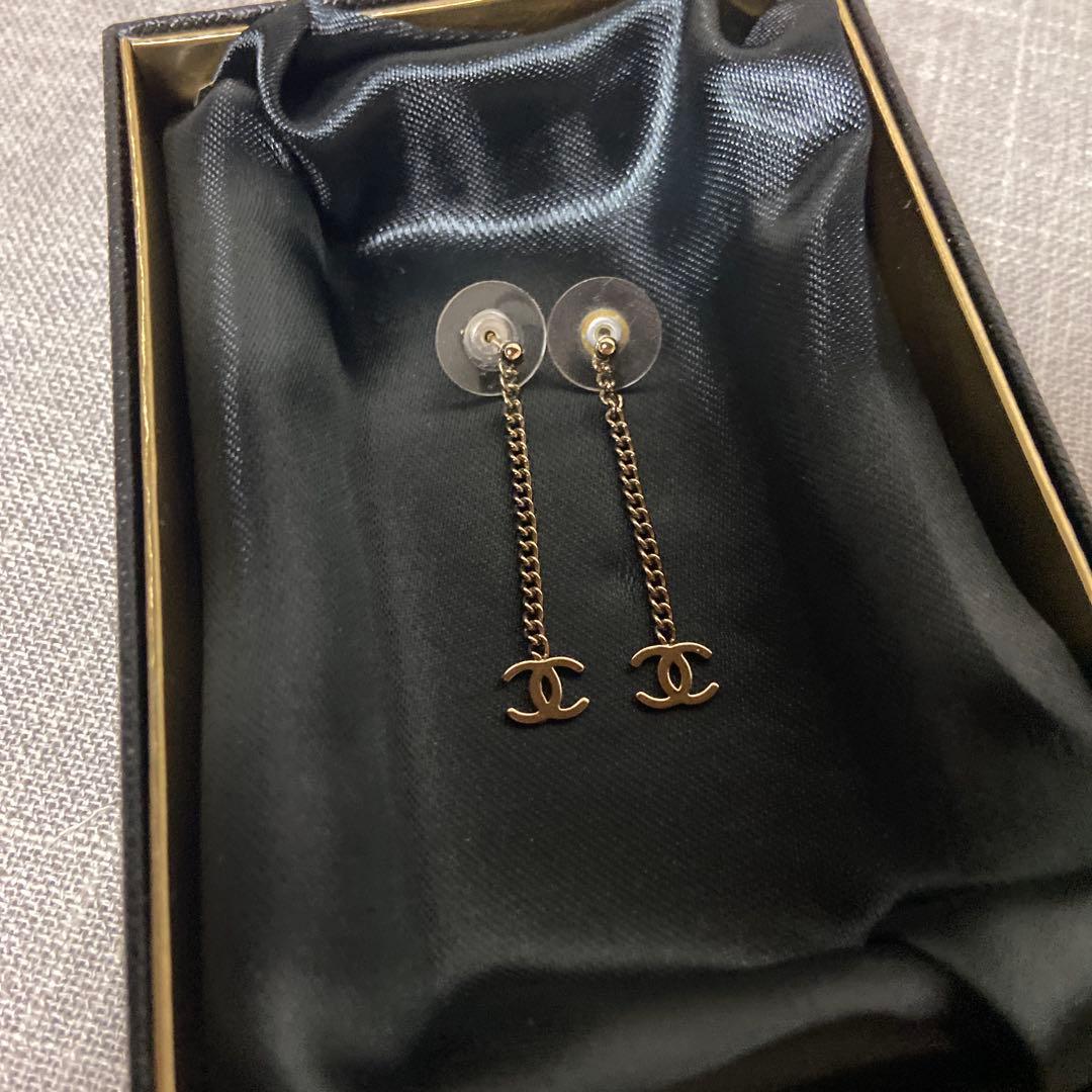 正規品 CHANEL ゴールドチェーンピアス　ヴィンテージ