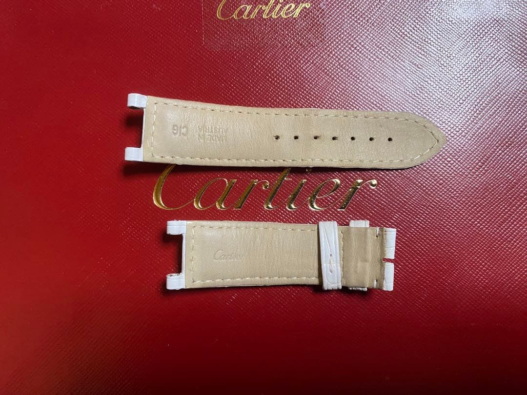 カルティエ パシャ 38mm用 純正 ショート ストラップ ベルト ホワイト