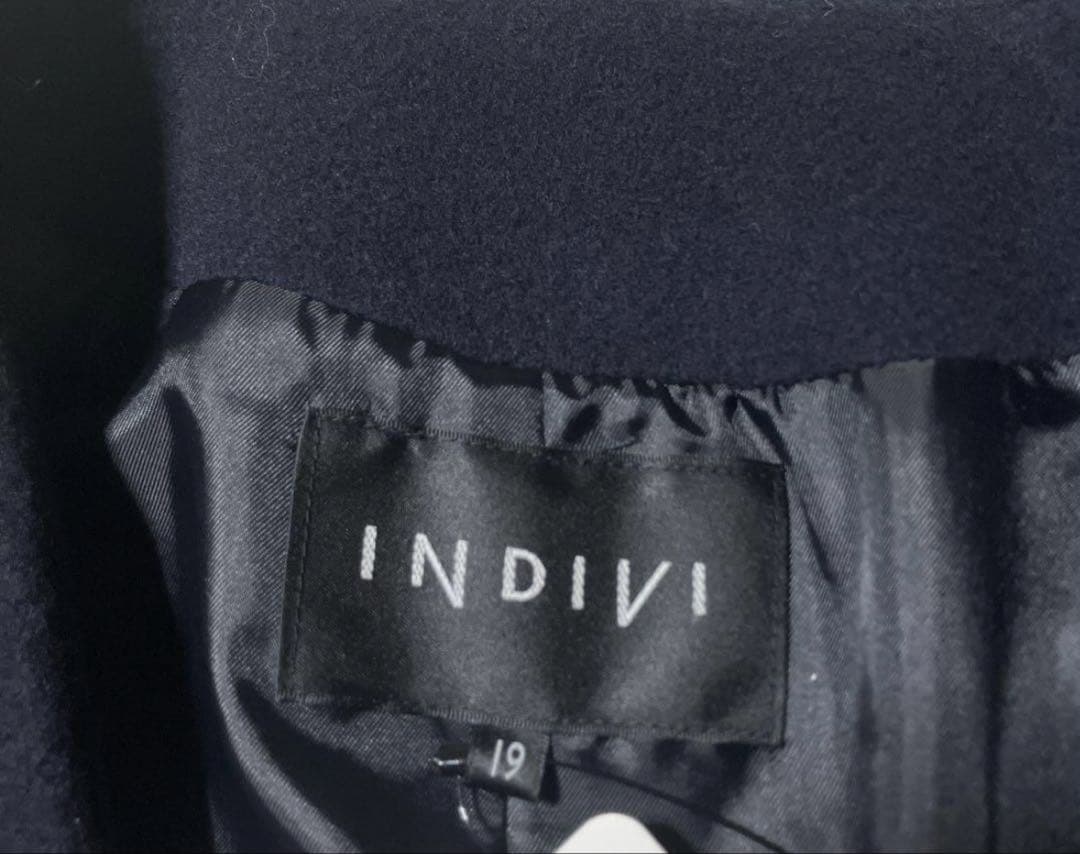 新品タグ付き　INDIVI インディヴィ ノーカラーチェスターコート　ネイビー