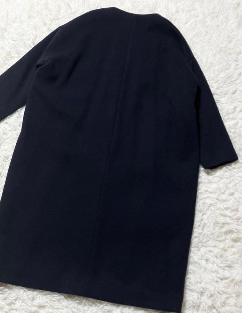 新品タグ付き　INDIVI インディヴィ ノーカラーチェスターコート　ネイビー