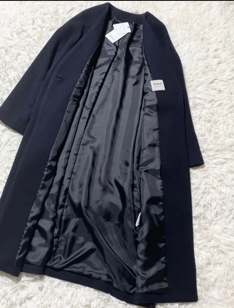 新品タグ付き　INDIVI インディヴィ ノーカラーチェスターコート　ネイビー