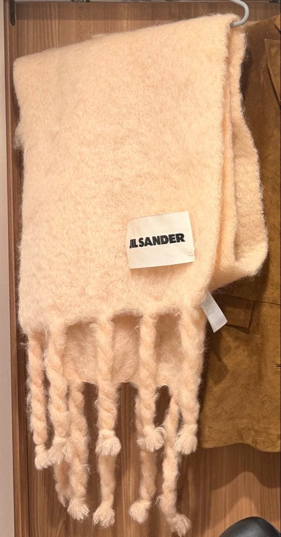JIL SANDER ベビーピンク マフラー フリンジ付き