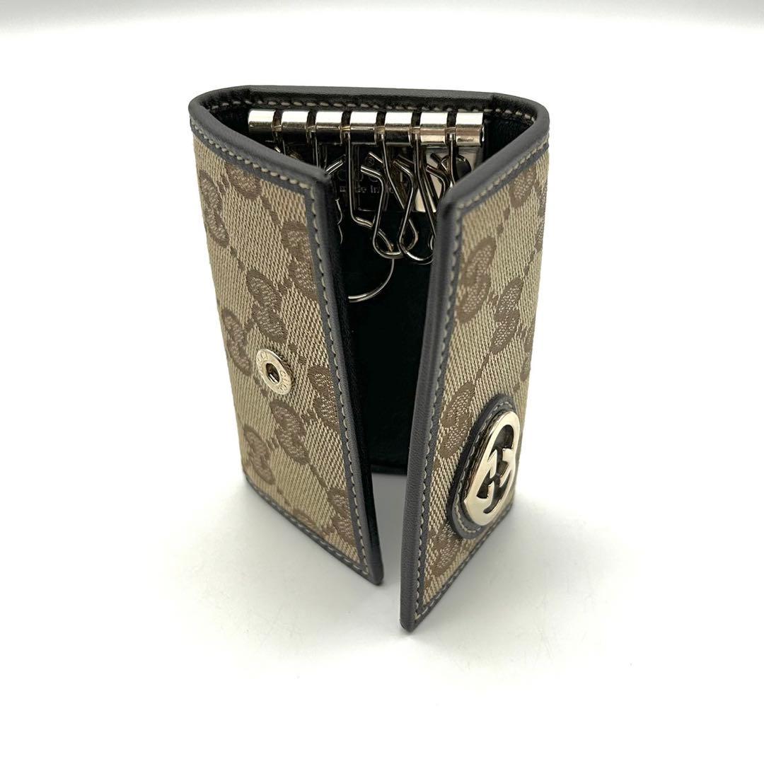 GUCCI キーケース GGキャンバス レザー ハート インターロッキング