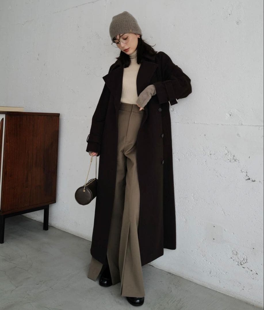 anuans 25AWウールトレンチコート ダークブラウン